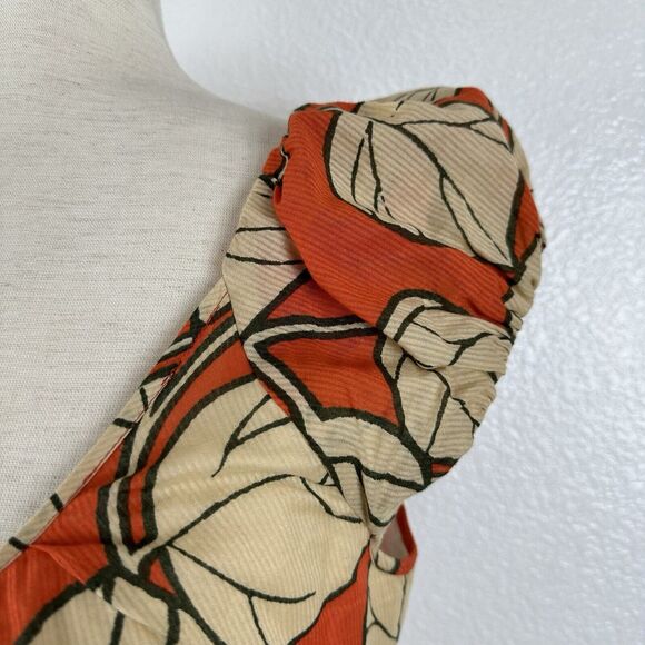 Diane Von Furstenberg Dress Women Size 8 Orange Beige Fauna Cotton Shift Resort - Picture 6 of 12